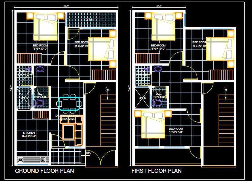 20'x30' Residential House CAD Drawing Free Download